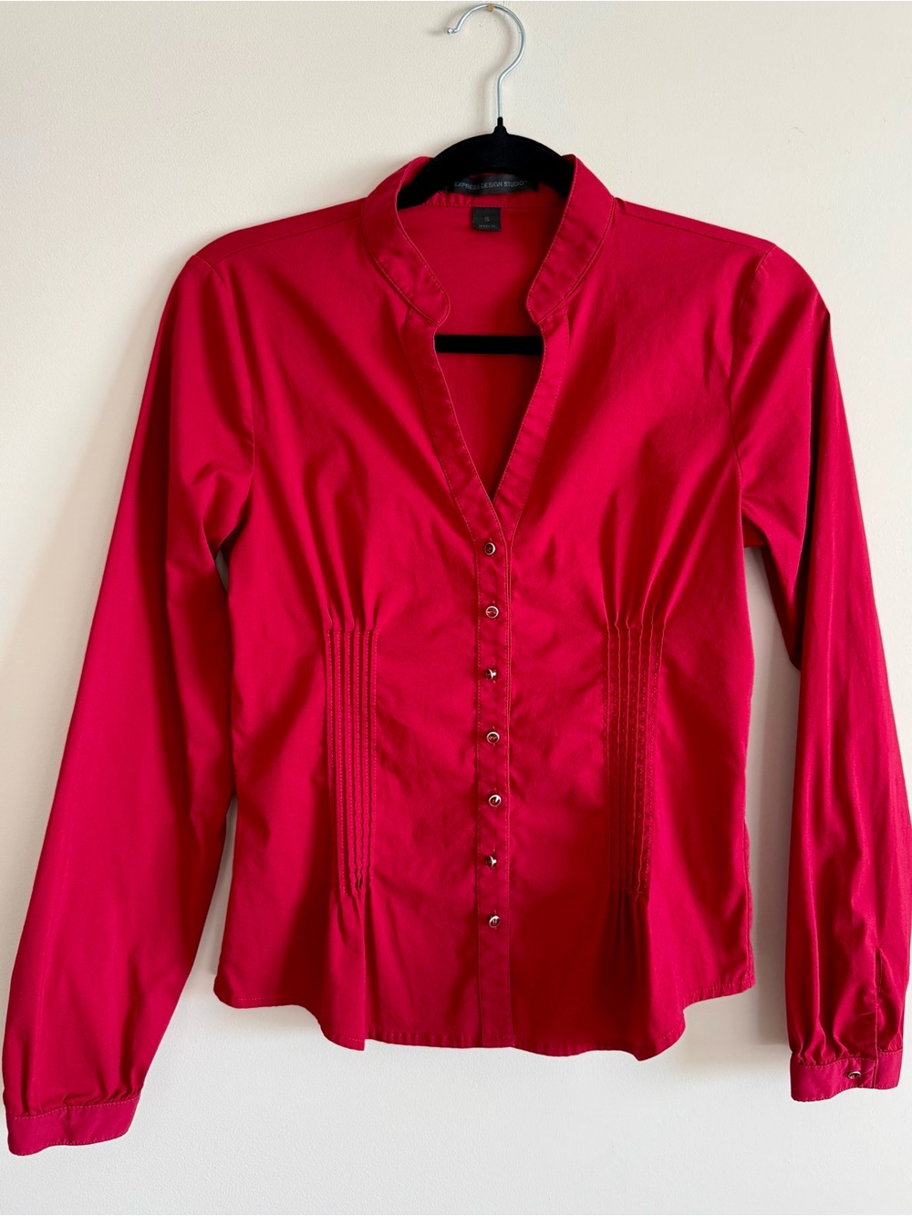 Vintage Y2K Cherry Red Cinched Blouse Dark Academia Office Siren